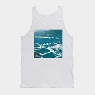 Teal Blue Ocean Waters and White Surf Tank Top